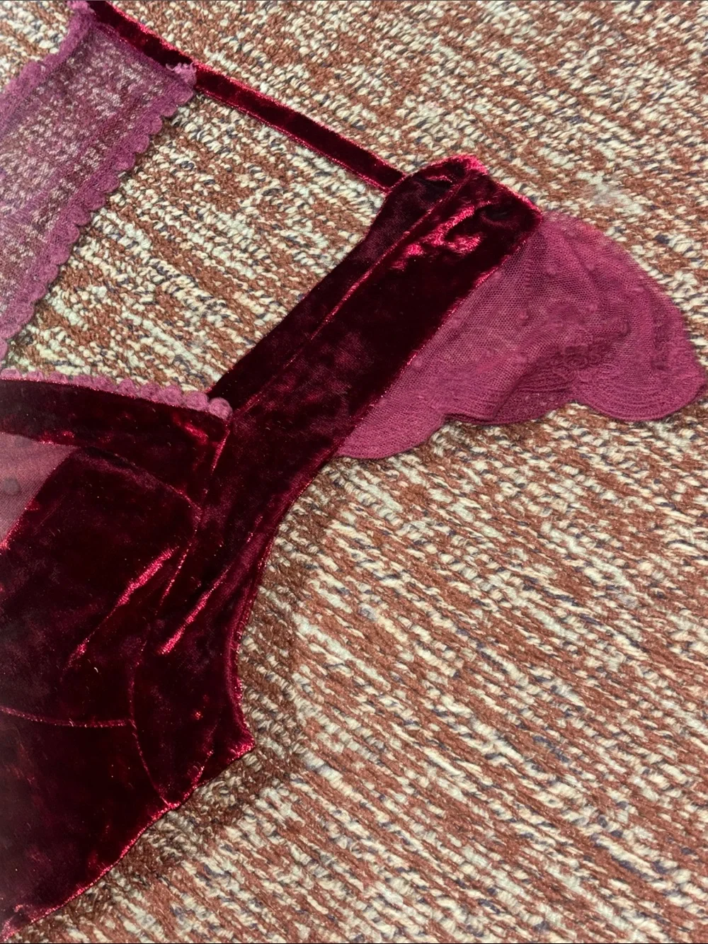 Free people dress maroon burgundy velvet faux bustier lace back party dress LG